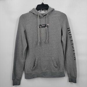 Hollister Kangaroo Logo Print Fleece Boxy Hoodie Top Sweater XS Women Gray
